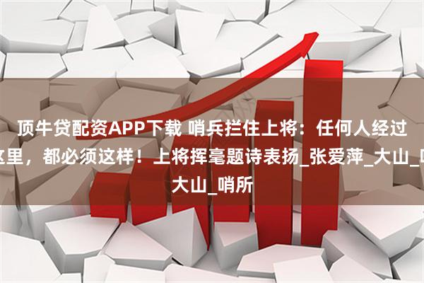 顶牛贷配资APP下载 哨兵拦住上将：任何人经过我这里，都必须这样！上将挥毫题诗表扬_张爱萍_大山_哨所