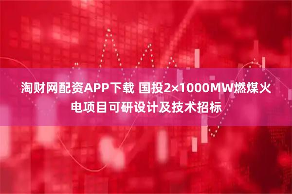 淘财网配资APP下载 国投2×1000MW燃煤火电项目可研设计及技术招标