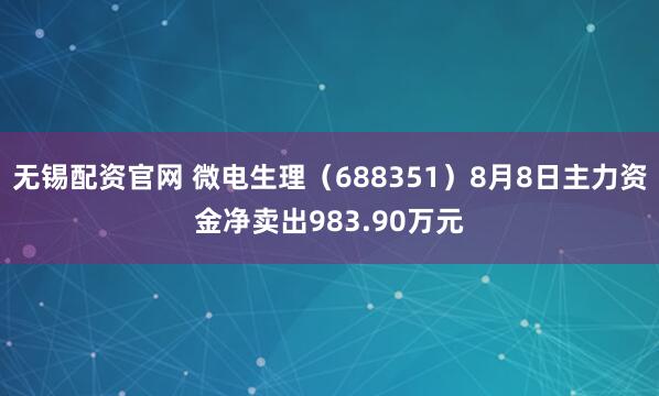 无锡配资官网 微电生理（688351）8月8日主力资金净卖出983.90万元