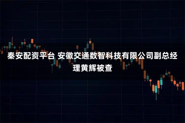 秦安配资平台 安徽交通数智科技有限公司副总经理黄辉被查